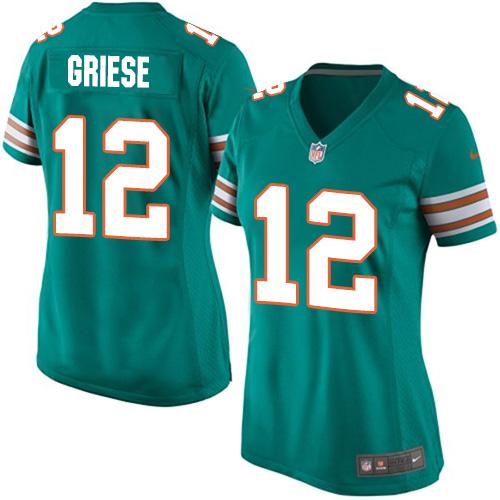 Nike Dolphins #12 Bob Griese Aqua Green Alternate Women's Stitched NFL Elite Jersey